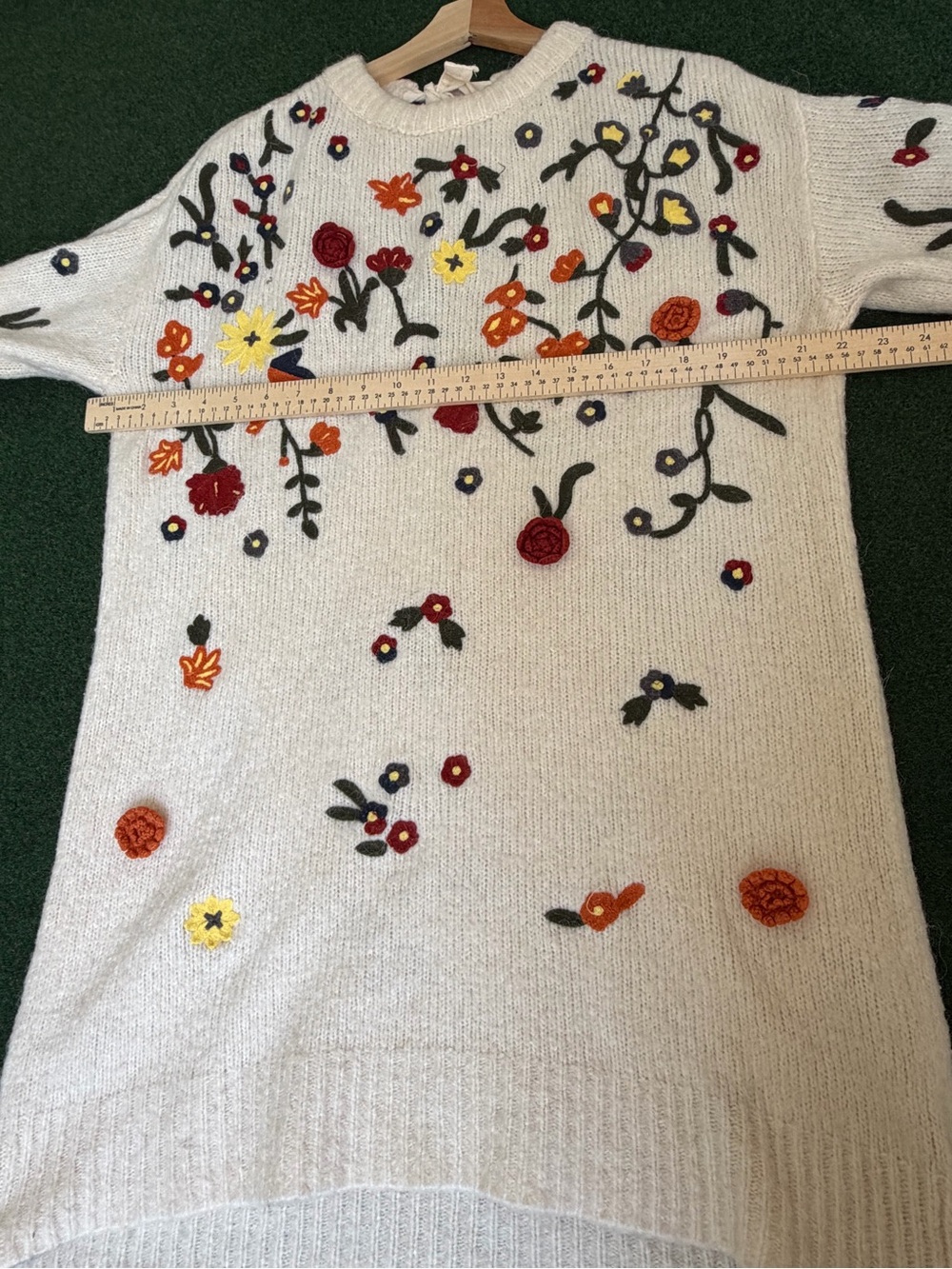 Cream Floral Embroidered Knit Sweater - Picture 4 of 5